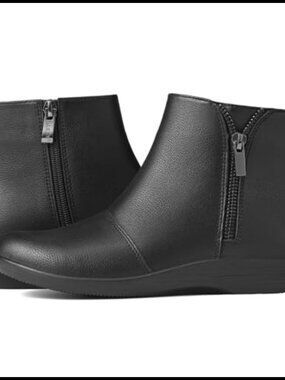 Synthetic Leather Ankle Boots Flat Booties Casual Short Boots Side Zipper